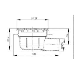 Corp sifon Kessel Classic System 100, cu evacuare laterala DN50