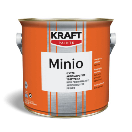 Kraft Minio oranj 2,5L grund puternic anticoroziv pe baza de solvent si  oxid de plumb