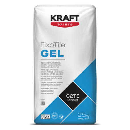 Kraft FixoTile GEL alb 25Kg adeziv hibrid, de inalta performanta, pentru placi C2TE