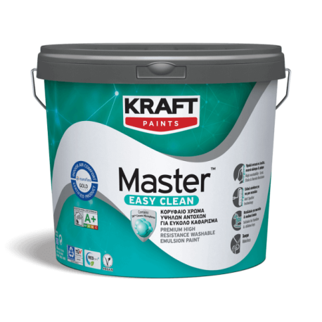 Kraft Master™ Easy Clean alb semimat 10L vopsea ultra-lavabila premium, cu efect anti-patare