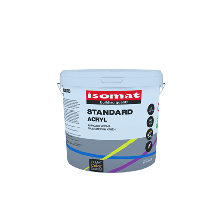 Isomat STANDARD ACRYL alb 9L vopsea lavabila mata pentru exterior