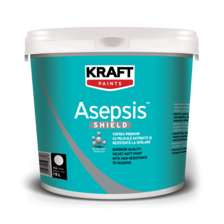 Kraft Asepsis alb satinat 35Kg vopsea lavabila premium cu mare putere de acoperire